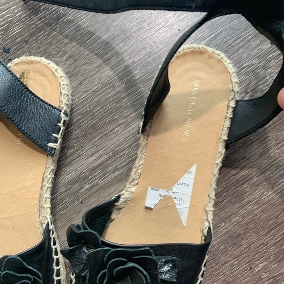 Saks Fifth Avenue leather espadrilles. FLAWED - Picture 5 of 10